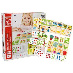 New in Box Hape Wooden Card Game- Theme Count Kid's Math Skills